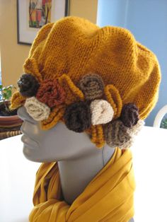 Handknitt beret  hat by Suzann61 on Etsy, $40.00 Acrylic Hat For Cold Weather In Fall, Soft Knit Acrylic Hats For Fall, Fall Beanie Bonnet In Acrylic, Soft Knit Fall Hats, Acrylic Beanie Bonnet For Fall, Fall Bonnet Cap, One Size Fits Most, Warm Brimmed Bonnet For Fall, Fall Bonnet One Size Fits Most, Fall Acrylic Beanie Bonnet