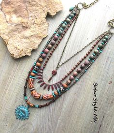 African Tribal Krobo Bead Multi Strand Necklace, Boho Style Me, Exotic Colorful Global Jewelry, Statement Necklace, Bohostyleme - Etsy Bohemian Beads For Jewelry Making And Festivals, Bohemian Multi-strand Beaded Chain, Bohemian Multicolor Gemstone Beaded Necklaces, Multicolor Gemstone Beads Bohemian Necklace, Bohemian Multicolor Gemstone Beaded Necklace, Bohemian Multicolor Wooden Beads, Bohemian Multi-strand Beaded Necklaces For Jewelry Making, Bohemian Turquoise Beaded Necklaces With Wooden Beads, Bohemian Handmade Beaded Necklaces For Festivals