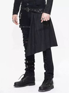 New Devil Fashion Rock Men Hole Pants Trousers Black Punk Steampunk Skirt Gothic.  "This pin contains affiliate links, which means I may earn a commission at no cost to you extra for you". 
 #affiliate #advertising" Edgy Halloween Streetwear Bottoms, Black Grunge Bottoms For Alternative Fashion, Edgy Cotton Bottoms For Festival, Black Gothic Bottoms For Streetwear, Rocker Style Pants With Belt Loops For Concerts, Rocker Pants With Belt Loops For Concerts, Winter Cosplay Punk Skirt, Punk Style Skirt For Winter Cosplay, Punk Style Winter Skirt For Cosplay