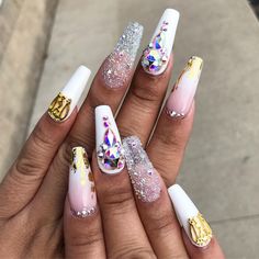 Gold Foil Nails, Greek Armor, Nail Armor, Shape Nails, Coffin Shape, Amazing Nails, Unique Makeup, Foil Nails