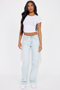 Available In Light Wash. Straight Leg Jean 5 Pocket 10" Mid Rise 33" Inseam Disclaimer: Due To The Specialized Wash Process, Each Garment Is Unique. Non Stretch, 100% Cotton Imported | Causing A Commotion Straight Leg Jeans in Light Wash size 13 by Fashion Nova Light Wash Jeans Women, Bow Jeans, Shirts And Pants, Teen Outfits, 2024 Christmas, College Fits, Jean Pants, Jeans Ripped, Girly Bags