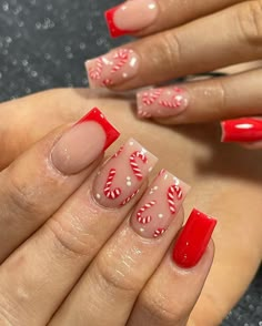 Candy Cane Nails, Christmas Nail Ideas, Christmas Gel, Girly Acrylic, Nagel Tips