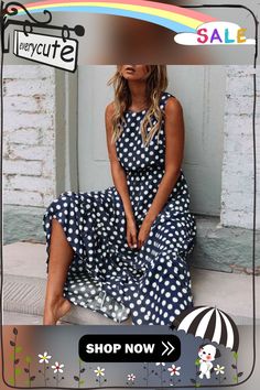 Retro Modest Polka Dot Maxi Dress Sundress Casual Polka Dot Midi Dress For Spring, Casual Polka Dot Maxi Dress For Beach, Casual Polka Dot Maxi Dress For Vacation, Casual Fitted Polka Dot Midi Dress, Casual Polka Dot Midi Dress For Summer, Non-stretch Polka Dot Dress For Spring, Polka Dot Midi Maxi Dress For Beach, Casual Polka Dot Midi Dress For Beach, Fitted Polka Dot Maxi Dress For Spring