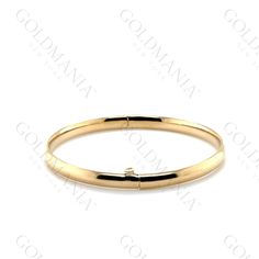 All Our Bracelets Are Made Of REAL 14K GOLD  14k Yellow Gold Polished Bangle, 5.5" Inch, 4.5 mm Thick, Real Gold Bangle, Women  Shop our 14K Bracelets https://www.etsy.com/shop/GOLDMANIA?ref=seller-platform-mcnav§ion_id=26925987  Shop On Sale items https://www.etsy.com/shop/GOLDMANIA?ref=seller-platform-mcnav§ion_id=1  Metal: 14K Yellow Gold    Width: 4.5 MM  Length: 5.5 IN  Closure: Box Weight: 3.30 Gram Bangles are hollow and can get dented easily. Not recommended when sitting at your desk for 14k Gold Hoop Bracelet With Polished Finish, Formal 14k Gold Hoop Bracelet, Yellow Gold Hoop Bracelet For Anniversary, Classic 14k Gold Hoop Bracelet, Hoop Yellow Gold Bracelet For Anniversary, Elegant 14k Gold Stamped Bangle, Elegant 14k Stamped Round Bangle, Elegant 14k Stamped Bangle, Heirloom Yellow Gold Round Diamond Bracelet