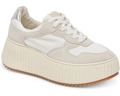 Women's Dolce Vita Daisha Casual Platform Sneakers With Translucent Outsole, Synthetic Platform Sneakers With Rubber Sole, Low-top Textile Platform Sneakers With Laces, White Leather Chunky Sneakers With Laces, White Leather Lace-up Chunky Sneakers, Round Toe Platform Sneakers For Light Sports, Lace-up Textile Platform Sneakers With Textured Sole, Textile Lace-up Platform Sneakers With Textured Sole, Textile Platform Sneakers With Textured Sole