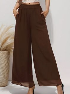 Material: 100%polyester
Color: Brown/Black/Dark Blue
Care Instructions: Machine Wash
Closure Type: Elastic
Length: Long
Season: Summer, Spring
Occasion: Casual
Cool Comfortable Comfy Breathable Lightweight Drapes Palazzo Pants.
Wide Leg Slacks Palazzo Pants High Waist Elastic Waist Pull On with Pockets
Dress up or down,Evening Party Cocktail Wedding Formal Work Club Date or Casual Daily wearing,go with any top and flats or heels.Ladies Elastic Waist Chiffon Beach Double Wide-Leg Pants Brown Casu Flowy Beach Pants, Pants Elegant, Dressy Pants, Pants Elastic Waist, Beach Pants, Boho Casual, Palazzo Pants, Pocket Dress, Amazon Finds