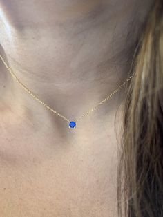 Sapphire Solitaire Necklace / Blue Sapphire Pendant / Bridal Sapphire Solitaire Necklace / Solitaire Prong Necklace / September gemstone / BRIDAL NECKLACE / Gift Idea / Layering Necklace / Delicate Diamond Necklace / GIFT FOR HER / BIRTHDAY GIFT / MINIMALIST NECKLACE / BRIDAL PARTY GIFT / WEDDING GIFT / LAYERING NECKLACE STUNNING HAND MADE SAPPHIRE PRONG SET NECKLACE YELLOW GOLD PLATED STERLING SILVER NON TARNISH RHODIUM PLATED. THE LENGTH OF THE CHAIN IS ADJUSTABLE.. CAN BE WORN FROM 15.3 TO 18 Dainty Sapphire Jewelry With Round Cut, Sapphire Jewelry Gift With Round Stone, Sapphire Jewelry With Round Stone For Gifts, Round Sapphire Jewelry Gift, Dainty Round Cut Sapphire Jewelry, Adjustable Blue Birthstone Jewelry, Gift Jewelry With Round Sapphire, Blue Birthstone Dainty Jewelry, Blue Clavicle Chain Jewelry As Gift