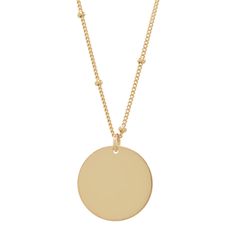 Designer: OFINA A smooth simple everyday disc necklace on either a thin chain or a ball chain. Available in various disc sizes and lengths. Disc Sizes: Small: 11mm, Medium: 16mm, Large 19mm. Chains: Thin Chain: 17" Ball Chain: 16-18" Material & Care 14k Gold Filled Hypoallergenic Can be worn in water For more info: How to Wear Wear alone or layer with your favorite necklaces. Free Shipping & Repairs within 30 days Disc Necklace, Ball Chain, In Water, Gold Filled, Gold Necklace, Necklaces, Chain, Free Shipping, Water