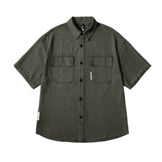 Introducing the Retro Washed Work Shirt, a timeless piece that combines vintage style with modern comfort. Crafted with a unique washed effect, this shirt exudes elegance and sophistication. Perfect for the discerning individual looking for a touch of luxury. Elevate your wardrobe with this premium work shirt. Pre-washed Cotton Button-up Shirt, Washed Black Short Sleeve Tops With Pockets, Washed Cotton Shirt For Streetwear, Summer Washed Shirt For Workwear, Vintage Oversized Shirt With Pockets, Summer Washed Black Cotton Shirt, Oversized Washed Collared Shirt, Collared Cotton Short Sleeve Shirt For Streetwear, Casual Washed Black Button-up Shirt