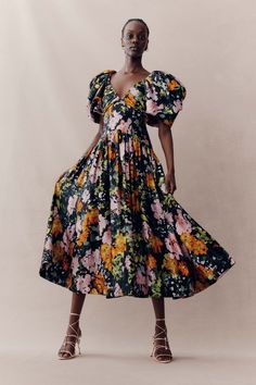 Gabrielle Plunge Midi Dress | Midnight Floral | Aje – Aje World Short Flower Dress, Dress For A Party, Quirky Clothing, Plunge Midi Dress, Cotton Voile Dress, Jewel Tone Wedding, Women Dresses Classy, Woman Dresses, Beautiful Dresses For Women