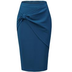 Finished in a bow design, this skirt could show your timeless charm. Its pleats in the front of the skirt can modify your figure and show off your beautiful body curves. Pair with a shirt and high heels for an office look. Suit for spring/summer and for many occasions, such as date wear, office, work, business, meetings, and cocktail parties. Elegant Blue Pleated Skirt, Elegant Ruched Mini Skirt, Elegant Fitted Skirt With Bow Detail, Elegant Fitted Skirt With Bow, Elegant Fitted Mini Skirt With Bow, Elegant Formal Skirt With Bow, Elegant Ruched Skirt For Workwear, Elegant Pleated Pencil Mini Skirt, Elegant Ruched Skirt For Work