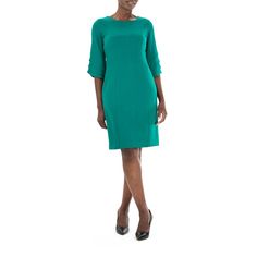 Tiered sleeves and a flattering sheath cut make this women's Nina Leonard dress a fun choice for any occasion. Tiered sleeves and a flattering sheath cut make this women's Nina Leonard dress a fun choice for any occasion.  Scoopneck Tiered 3/4-length sleeves UnlinedFIT & SIZING 39-in. approximate length from shoulder to hem Sheath cut Flattering princess seams Back zipperFABRIC & CARE Polyester, spandex Machine wash - Delicate Imported Size: Medium. Color: Green . Gender: unisex. Age Group: adul Summer Dress With Ruffle Hem And 3/4 Sleeves, Fitted Dress With Ruffle Hem And 3/4 Sleeves, Green Long Sleeve Shift Midi Dress, Spring V-neck Dress With Ruffle Hem And Short Sleeves, Casual Shift Dress With 3/4 Sleeves, Tiered Sleeve, Womens Sheath Dress, Dress Guide, Princess Seams