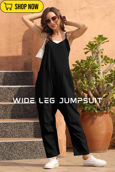 Elevate your casual look with this chic wide-leg jumpsuit. #CasualChic #EffortlessStyle #JumpsuitLove #EverydayFashion #VersatileWear #SummerVibes #RachlyFashion #ShopNow #FashionInspiration #OOT Comfortable Summer Loungewear Jumpsuits, Comfortable Summer Loungewear Jumpsuits And Rompers, Comfortable Summer Jumpsuits And Rompers For Loungewear, Summer Cotton Jumpsuits And Rompers For Leisure, Baggy Loungewear Jumpsuits And Rompers With Pockets, Casual Cotton Jumpsuits And Rompers For Leisure, Solid Cotton Jumpsuits And Rompers For Loungewear, Cotton Jumpsuits And Rompers For Summer Lounging, Cotton Loungewear Jumpsuits And Rompers