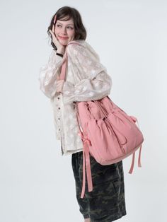 Composition : NylonColor : pinkCountry of Origin : Republic of Korea Nylon Satchel Backpack For Daily Use, Pink Backpack Shoulder Bag For Travel, Trendy Nylon Standard Backpack, Casual Pink Softback Bag, Casual Pink Backpack For Spring, Pink Tote Backpack For Everyday Use, Casual Pink Shoulder Bag For Daily Use, Casual Pink Bags With Pockets, Casual Pink Satchel Bag