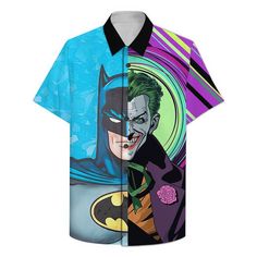 Batman Two Face Hawaiian Shirt available in T-shirt, hoodie, tank top, longsleeve, multi color and size S M L XL XXL 3XL 4XL 5XL. Shipping from the US. Easy 30 day return policy - Shop now! 6.1-ounce, 100% cotton .Double-needle neck, sleeves and hem; Roomy Unisex Fit. Ash is 99% cotton, 1% poly; Sport Grey is 90% cotton, 10% poly; Dark Heather is 50% cotton, 50% polyester .Decoration type: Digital Print. Made by Gildan Casual Multicolor Shirt With Cartoon Print, Relaxed Fit Multicolor Cartoon Print Top, Relaxed Fit Multicolor Tops With Cartoon Print, Multicolor Cartoon Print Relaxed Fit Tops, Casual Multicolor Character Print Shirt, Casual Multicolor Character Print Tops, Pop Culture Cotton Tops With All Over Print, Cotton Pop Culture Tops With All Over Print, Multicolor Cotton Shirt With Cartoon Print