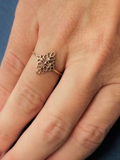 Lace ring. 14k Yellow gold Floral ring. Leaves gold ring. Filigree ring. dainty gold ring. gold ring. gift for her. gold jewelry. ▶▶This is a great ring to wear by itself, it sure stands out by it's own.. or it can be combined with your every day or festive jewelry for a smart individualist style. It fits both styles, casual and fancy for any occasion◀◀ ♥ About The Ring: The ring is made of solid 14K yellow\ white \rose gold. ♥ Shipping Info: All rings are packaged and shipped in a beautiful rin Elegant Rose Gold Stackable Rings For Gift, Rose Gold Dainty Jewelry For Promise, Dainty 14k Rose Gold Midi Rings, Dainty Rose Gold Promise Ring Jewelry, 14k Rose Gold Stackable Promise Rings, Elegant Rose Gold Midi Rings For Wedding, Delicate Stackable Rose Gold Sterling Silver Rings, Rose Gold Diamond Cut Stackable Rings As Gift, Rose Gold Sterling Silver Filigree Jewelry