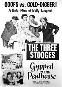 an advertisement for the three stooges starring actors from left to right, john wayne,