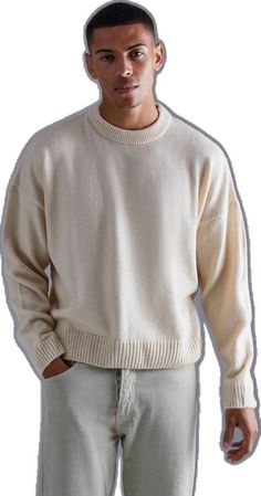 Cozy Relaxed Fit Sweater For Cold Weather, Cotton Textured Knit Sweater For Streetwear, Textured Cotton Sweater For Streetwear, Textured Knit Cotton Sweater For Streetwear, Beige Crew Neck Soft Knit Sweater, Beige Soft Knit Crew Neck Sweater, Cotton Knitted Relaxed Fit Sweater, Cozy Beige Crew Neck Sweater, Casual Snug Winter Tops