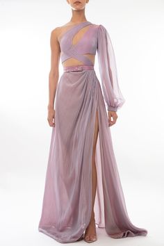 Description Purple A-line, Long dress Puffed, Long Sleeves Open neckline Tulle, Silk Dry Clean Made in Lebanon DC-01 Pre-draped Chiffon Gala Dresses, Flowy Pre-draped Evening Dress For Party, Pre-draped A-line Cocktail Evening Dress, Flowy A-line Evening Dress, Flowy Pre-draped Evening Dress, Elegant Organza Dress With Ruched Bodice, Pre-draped Silk Chiffon Evening Dress For Gala, Chiffon A-line Evening Dress With Fitted Bodice, Ruched Bodice Organza Evening Dress