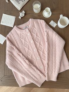 Get trendy with Angelic Sakura pink soft knitting sweater cardigan - Sweater available at Peiliee Shop. Grab yours for $25.50 today!