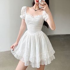 Material: cotton blend; Size: S-L Zuko Avatar, Beach Dresses Casual, Ruffle Summer Dress, Pretty Little Dress, French Dress, White Sundress, Cottagecore Dress, Mini Dresses Online, Soft Classic