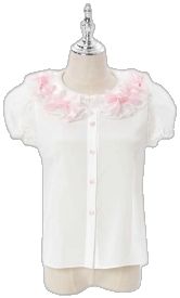 Cute Fitted Sleeveless Blouse, Cute White Sleeveless Blouse, Cute Ruffled Puff Sleeve Tops, Summer Daywear Tops With Cute Collar, Cute Fitted White Blouse, White Fitted Cute Blouse, Short Sleeve Cotton Blouse With Bow, Cute Fitted Short Sleeve Blouse, Feminine White Top With Bow