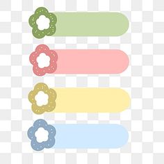 four different colored ribbons with flowers on them