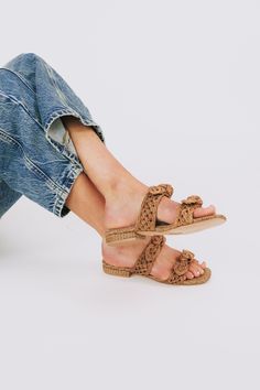 Step into summer with Esther Raffia Bow Sandals! These playful sandals feature trendy bows, a square toe for added style, and a woven design for a touch of uniqueness. Perfect for a fun day out or a beach vacation. Trendy Bows, Bow Sandals, Sandals For Sale, Beach Vacation, Camel, Sandals