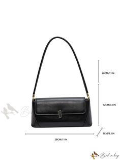 Bird in Bag - Medium Flap Baguette Bag Everyday Satchel Baguette Bag With Phone Holder, Square Baguette Bag With Mobile Phone Holder For Office, Large Capacity Rectangular Baguette Bag For Daily Use, Versatile Large Capacity Rectangular Baguette Bag, Versatile Large Capacity Baguette Bag, Trendy Office Baguette Clutch Bag, Trendy Baguette Clutch Bag For Office, Black Baguette Shoulder Bag For Daily Use, Large Capacity Rectangular Baguette Bag