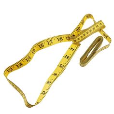 a yellow measuring tape with a snake on it's end, and a ruler in the foreground