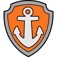 an orange and gray shield with an anchor