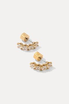 Drop everything and scoop up the Ansley Studs. Drop stud earrings adorned with luxurious cubic zirconia, the Ansleys are perfect to add glamour for the day or a more minimal sparkle at night. Your earring game covered! STYLING TIP: Pair these studs with the best selling Shea Necklace for a sleek and refined look. 18k gold-plated brass 4mm cubic zirconias 1 ½ cm drop Includes earring backs "I’ve had these earrings for a little while and I always get so many compliments each time I wear them. I lo Gold Cubic Zirconia Ear Climbers With Prong Setting, Gold Cubic Zirconia Ear Cuff With Matching Earrings, Gold Cubic Zirconia Ear Climbers For Formal Events, Gold Cubic Zirconia Ear Climbers For Formal Occasions, Formal Gold Cubic Zirconia Ear Climbers, Gold Cubic Zirconia Ear Cuff For Party, Glamorous Gold Earrings With Prong Setting, Fashion Jackson, Virtual Fashion