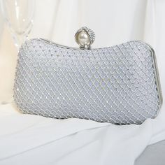 Pearl Rhinestones Clutch Purse Crossbody Removable Chain Bags 205.510.4 Centi Rhinestone Clutch, Purse Crossbody, Vintage Color, Source Unknown, Chain Bags, Vintage Colors, Clutch Purse, Blue And Silver, Purses Crossbody