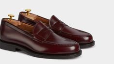 Elegant Burgundy Leather Shoes For Galas, Elegant Burgundy Loafers With Rubber Sole, Elegant Burgundy Dress Shoes With Leather Lining, Elegant Burgundy Dress Shoes For Galas, Elegant Burgundy Slip-on Leather Shoes, Elegant Burgundy Leather Slip-on Shoes, Elegant Burgundy Leather Shoes For Semi-formal Occasions, Classic Red Moc Toe Loafers, Classic Burgundy Loafers For Office