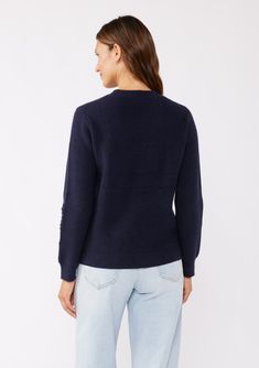 This classic crew neck pullover is tightly woven for a snug, cozy feel that effortlessly transitions from Fall to Winter. With a ribbed neck, cuffs, and hem, along with cozy long sleeves, this sweater is the perfect addition to your seasonal wardrobe. Layer over a collared shirt for a polished look or wear it on its own for a laid-back vibe. Relaxed fit Long sleeve Crew neckline Cable knit stitch detail Ribbed trim Model is 5'9 wearing a size S.Style: I-51075K-STP Fall Crew Neck Knit Sweater, Textured Knit Crew Top For Fall, Fall Textured Knit Crew Tops, Fall Sweater With Ribbed Crew Neck, Crew Neck Sweater With Ribbed Collar For Fall, Fall Cardigan With Ribbed Collar And Crew Neck, Knit Sweatshirt With Ribbed Cuffs For Layering, Crew Neck Sweater With Ribbed Cuffs For Winter, Winter Workwear Sweater With Ribbed Neckline