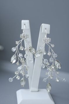 Crystal Chandelier earrings Wedding earrings Bridal earrings image 3 Delicate Dangling Beads Earrings For Wedding, Wedding Crystal Earrings With Dangling Beads, Elegant Wedding Crystal Earrings With Dangling Beads, Silver Dangle Crystal Earrings For Wedding, Silver Crystal Chandelier Earrings For Wedding, Crystal Embellished Drop Earrings For Wedding, Crystal Earrings With Dangling Beads For Wedding, Sparkling Clear Jewelry For Wedding, Clear Sparkling Jewelry For Wedding