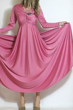 Winter Bohemian Princess Vintage 70s Maxi Dress Lush Pink Long Southern Belle Dress, Bohemian Princess, Princess Vintage, Muumuu Dress, Grecian Goddess, 70s Maxi Dress, Phenomenal Woman, Maxi Gown, Shade Of Pink