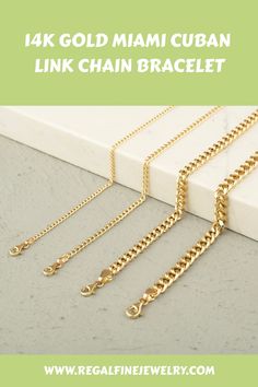 💪 Elevate your style with our 14K Gold Miami Cuban Link Chain Bracelet, a symbol of strength and elegance. Available in widths from 2.0 to 6.2 mm and lengths from 6" to 8.5", this customizable bracelet is perfect for any look, whether subtle or bold. Handcrafted to order and featuring a durable lobster claw closure, it's not just a fashionable piece but a lasting investment. 🌟✨ #LuxuryFashion #GoldBracelet Formal Link Bracelets With Adjustable Chain, Formal Link Bracelet With Adjustable Chain, Luxury Link Chain Bracelet With Adjustable Chain, Luxury Link Chain Bracelet As Gift, Luxury Gold Cable Chain Bracelet As Gift, Luxury Adjustable Chain Link Bracelet, Formal Cuban Link Bracelet With Adjustable Chain, Luxury Formal Adjustable Chain Bracelet, Cuban Link Bracelet With Adjustable Chain For Formal Occasions