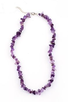 This Brazilian Tumbled Amethyst Crystal Necklace is a fun casual necklace. An extension chain allows you to adjust the length. Amethyst is a type of purple quartz with an interesting history. The use of Amethyst can be traced as far back as 25,000 B.C. to the Neolithic people in Europe. Its spiritual and legendary energies made it popular in many ancient cultures. Crystal Necklace Amethyst, Purple Beads Necklace, Purple Necklaces, Amethyst Jewelry Necklace, Amethyst Necklaces, Beaded Crystal Necklace, Purple Crystal Necklace, Mineral Necklace, Purple Beaded Necklace