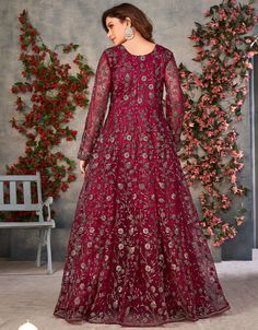 Designer Party Wear Readymade Anarkali Processing Time : 7-10 Business Days Work : Embroidery Work Fabric:Top : Net Bottom : Satin Dupatta : Net Color:Top : Wine Bottom : Wine Dupatta : Wine Festive Full-length Embroidered Dupatta, Anarkali Style Semi-stitched Floor-length Churidar, Long Semi-stitched Choli With Resham Embroidery, Embroidered Semi-stitched Floor-length Churidar, Semi-stitched Embroidered Gown For Navratri, Embroidered Floor-length Churidar For Eid, Semi-stitched Floor-length Embroidered Anarkali Set, Floor-length Embroidered Salwar Kameez For Diwali, Floor-length Embroidered Anarkali Set