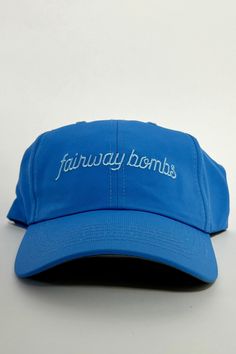 Fairway Bombs True Fit Unisex Hat Color: Azure Blue/Light Blue UPF 50+ protection Performance polyester fabric Adjustable band True Fit Unisex Imperial Headwear Azure Blue, Upf 50, Blue Light, Polyester Fabric, Light Blue, Band, Hats, Fabric, Blue