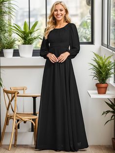 Black Bridesmaid Gowns #style_ES0106BBK Formal Solid Maxi Dress With Pleated Bodice, Black Evening Dress With Pleated Bodice, Black Pleated Bodice Dress For Prom, Black Dress With Pleated Bodice For Prom, Elegant Black Bridesmaid Dress For Wedding, Black Pleated Bodice Evening Dress For Prom, Black Pleated Bodice Prom Dress, Black Prom Dress With Pleated Bodice, Elegant Empire Waist Bridesmaid Dress For Party