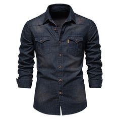 Find Cotton Denim Shirt Men Long Sleeve Cowboy Shirts Men Mens Clothing on eBay in the category Clothes, Shoes & Accessories>Men>Men's Clothing>Shirts & Tops>Casual Shirts & Tops. Cowboy Shirts For Men, Jean Shirt Men, Kemeja Denim, Elastic Jeans, Fits Streetwear, Men Fashion Casual Shirts, Long Sleeve Denim Shirt, Denim Shirt Men, Fashion Casual Outfits