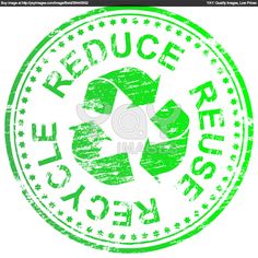 a green grungy rubber stamp with the words reduce recycle on it