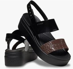 Crocs Women’s Brooklyn Low Wedges, Platform Sandals #paidlink Crocs Platforms, Bae Clog, Crocs Brooklyn, Crocs Platform, Basic Sandals, Patchwork Boots, Crocs Women, Crocodile Texture