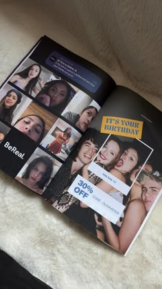 an open magazine with pictures of people on it