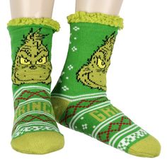 Embrace the holiday spirit with our Dr. Seuss The Grinch Fair Isle Sweater Knit Plush Fleece-Lined Cozy Slipper Crew Socks. These whimsical socks combine the charm of Dr. Seuss's beloved Grinch with the cozy warmth of a sweater knit design. Crafted with a plush fleece lining, they provide unparalleled comfort and insulation for those chilly winter days. The festive Fair Isle pattern features vibrant, Grinch-themed imagery, making them a cheerful addition to your seasonal wardrobe. The non-slip g Dr Seuss Socks, Grinch Socks, Knit Plush, Dr Seuss The Grinch, Benson Boone, Grinch Face, Seasonal Wardrobe, Sock Packs, Fair Isle Pattern