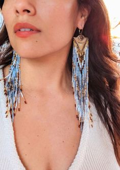 Air | Blue Seed Bead Earrings | Moon & Milk Moon Milk, Earrings Moon, Seed Bead Earrings, Bead Earrings, Ear Wire, Our World, Mother Earth, Seed Bead, Pearl Beads