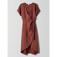 New Without Tags. Artizia Wilfred Brown/Rust Colored Linen Blend Wrap Dress. “This Is A Long, Classic Wrap Dress With A Plunging V-Neckline And A Dolman Sleeve. It's Made With A Tencel-Linen Blend Fabric That Has A Natural Feel And Beautiful Drape.” A Bit Of A High Low Design. Self Wrap Tie At Side Of Waist. Size Is Xs When Laid Flat It’s Approx 17” Across From Pit To Pit, Approx 41” Long At Front And 45” Long At Back. Minimal Stil, Looks Street Style, Long Sleeve Print Dress, Maxi Dress Green, Comfortable Dress, Linen Clothes, Tee Dress, Long Sleeve Maxi Dress, Kenya