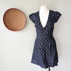 Orders Ship The Same Or Next Day! With The Exception Of Sundays And Holidays. Conditions: Nwt The Color Blue And White Size Extra Sm Measurements Are Approximately Length 33" Chest 14" Summer Polka Dot Short Sleeve Dress, Chic Polka Dot Cotton Dress, Chic Cotton Polka Dot Dress, Summer Polka Dot Dresses With Short Sleeves, Polka Dot Fitted Mini Dress For Daywear, Fitted Polka Dot Mini Dress For Daywear, Off The Should Dress, Polka Dot Wrap Dress, Cream Midi Dress